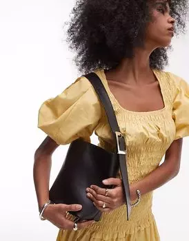 Сумка через плечо Topshop Sinitta из натуральной кожи черного цвета