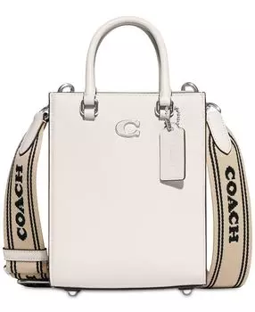 Сумка через плечо Tote 16 из кожи с перекрестной текстурой COACH, белый