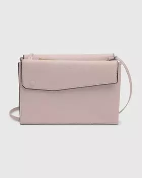 Сумка через плечо Trio Pouch из телячьей кожи Valextra, цвет Pn Peonia