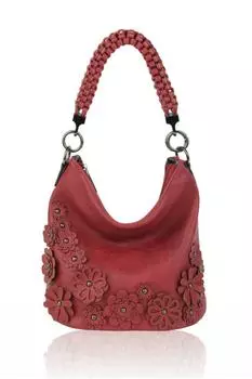 Сумка через плечо Trous Flower из искусственной кожи с плетеной ручкой Fontanella Fashion, красный