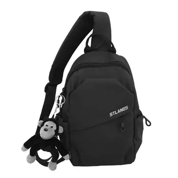 Сумка через плечо унисекс Bseleon, Черный с подвеской в виде шимпанзе