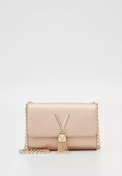 Сумка через плечо Valentino с декоративным замочком, розовое золото