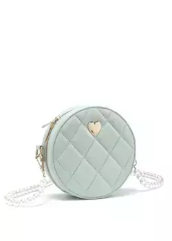 Сумка через плечо Vivance, стеганая, с жемчужной ручкой, круглая сумка VEGAN, синий