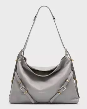 Сумка через плечо Voyou среднего размера из мятой кожи Givenchy, цвет Light Grey