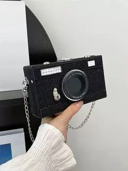 Сумка через плечо в форме камеры, черный