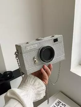 Сумка через плечо в форме камеры, серый