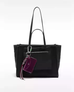 Сумка через плечо в стиле шоппер со съемной подвеской и простой застежкой-молнией Parfois, чёрный
