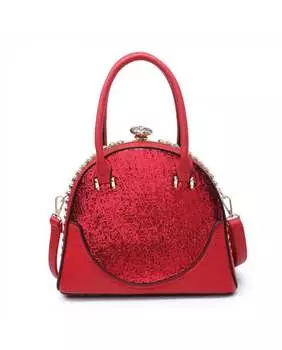 Сумка через плечо в твердом футляре из металлической рыбьей чешуи JFY, красный