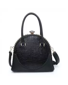 Сумка через плечо в твердом футляре из металлической рыбьей чешуи JFY, черный