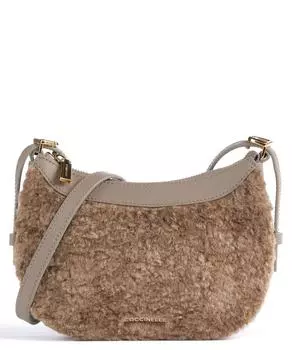Сумка через плечо Whisper Astrakan искусственный мех, зернистая яловая кожа Coccinelle, коричневый