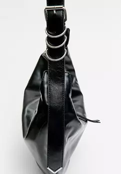 Сумка через плечо WITH A DETAIL Stradivarius, черный