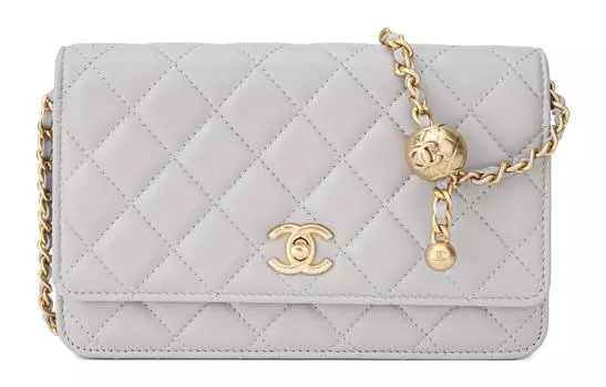 Сумка через плечо WOC из овчины, мини-сумка для женщин, светло-серая CHANEL