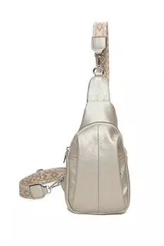 Сумка через плечо Yoko из искусственной кожи с холщовым ремешком Fontanella Fashion, металлик