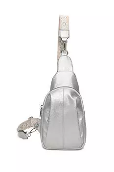 Сумка через плечо Yoko из искусственной кожи с холщовым ремешком Fontanella Fashion, серебро