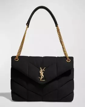 Сумка через плечо YSL среднего размера Puffer Saint Laurent, цвет Black