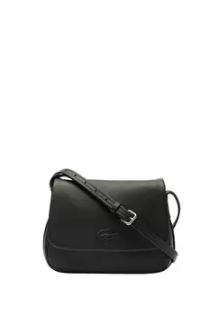 Сумка через плечо женская Lacoste кожаная с тисненым логотипом, черный