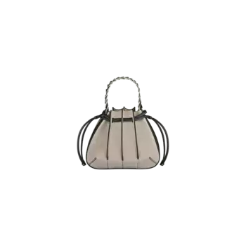 Сумка Chopard Gem Mini Bucket Bag - Телячья кожа серо-бежевого и черного цвета с зернистой текстурой