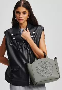 Сумка CIRCLE TOTE PERFORATED KARL LAGERFELD, серый