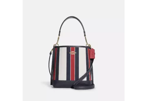 Сумка Coach Mollie Bucket 22 In Signature Jacquard With Stripes, белый/синий/красный