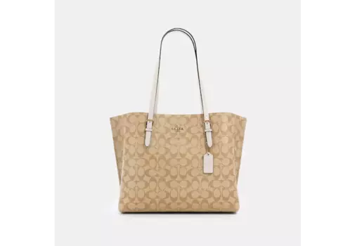 Сумка Coach Mollie Tote In Signature Canvas, хаки/ бежевый