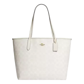 Сумка Coach Outlet City Tote In Signature Canvas, золотой/белый