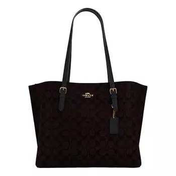 Сумка Coach Outlet Mollie Tote in Signature Canvas, темно-коричневый/черный