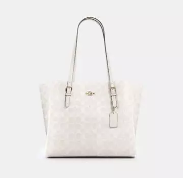 Сумка Coach Outlet Mollie Tote In Signature Canvas, золотой/белый