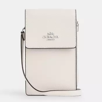 Сумка Coach Outlet North South Phone Crossbody, серебристый/молочный