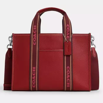 Сумка Coach Outlet Smith Tote, серебристый/красный