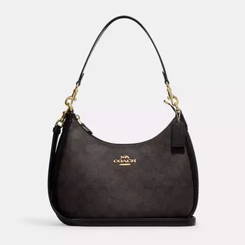 Сумка Coach Outlet Teri Hobo In Signature Canvas, золотой/коричнево-черный