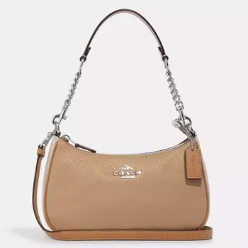 Сумка Coach Outlet Teri Shoulder In Colorblock, серебристый/песочно-бежевый