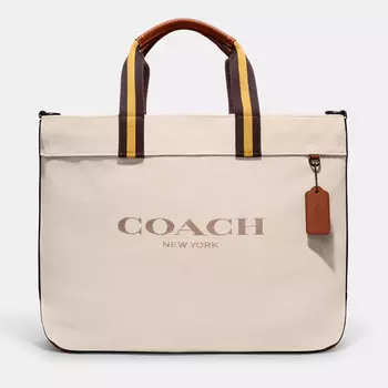 Сумка Coach Outlet Tote 38, черная медь/темно-бежевый