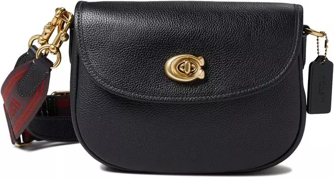 Сумка COACH Polished Pebble Leather Willow Saddle Bag, черный