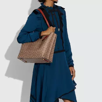 Сумка COACH Signature Coated Canvas Willow, бежевый