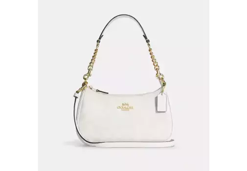 Сумка Coach Teri Shoulder In Signature Canvas, белый глянцевый