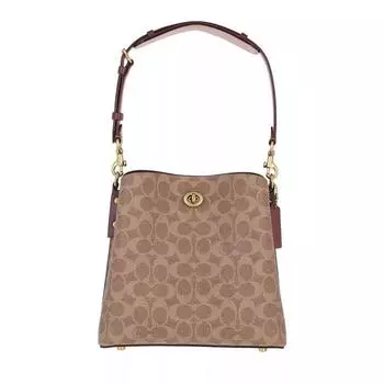 Сумка coated canvas signature willow bucket tan Coach, бежевый