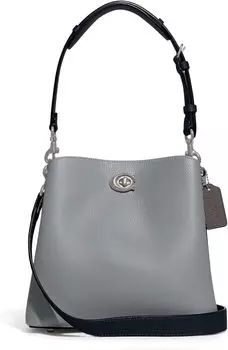 Сумка Color-Block Leather Willow Bucket COACH, цвет Grey/Blue/Multi