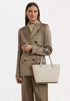 Сумка CROSSHATCH LEATHER MEDIUM KARLY TOTE Lauren Ralph Lauren, слоновая кость