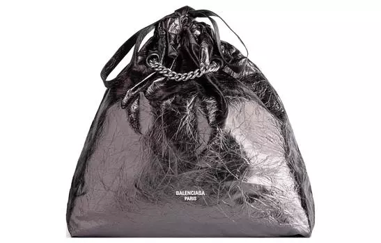 Сумка CRUSH из коровьей кожи на одно плечо, средняя женская, темно-серая Balenciaga