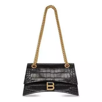 Сумка crush small chain bag crocodile embossed 'black' Balenciaga, черный