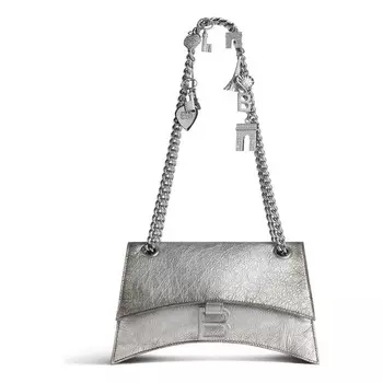 Сумка crush small chain bag dirty effect 'silver' Balenciaga, серебряный