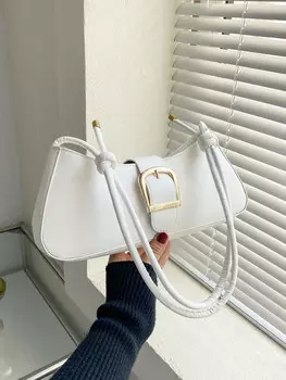 Сумка деловая с пряжкой и декором, белый