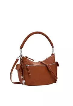 Сумка Desigual хобо с плетеной ручкой, коричневый