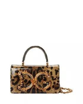 Сумка DG Girls с леопардовым принтом и верхней ручкой Dolce & Gabbana, цвет Tan/Beige