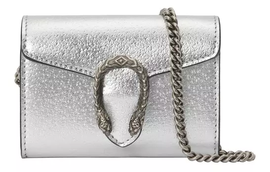 Сумка Dionysus из металлической кожи, через плечо, женская, серебристая GUCCI