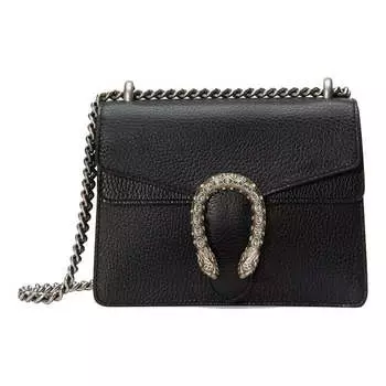 Сумка dionysus leather mini handbag black Gucci, черный