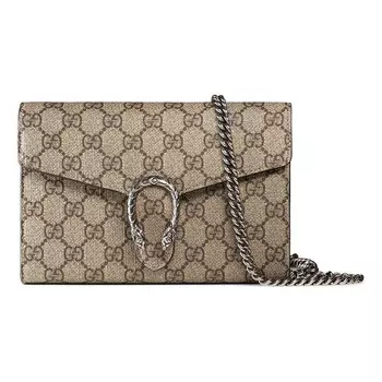 Сумка dionysus series synthetic canvaschain bag dionysus brown Gucci, коричневый