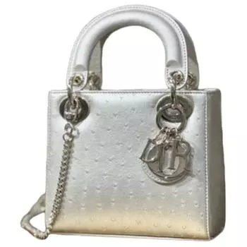 Сумка Dior из кожи страуса, сумка через плечо, жемчужно-белая, небольшого размера