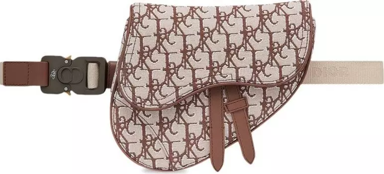 Сумка Dior x Cactus Jack Oblique Jacquard Mini Saddle Bag Coffee, коричневый