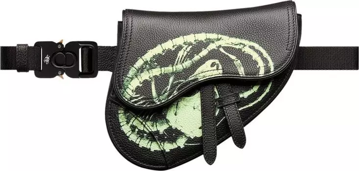 Сумка Dior x Cactus Jack Phosphorescent Motif Mini Saddle Bag Black, черный